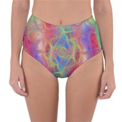 Boho Tie Dye Rainbow Reversible High-waist Bikini Bottoms by SpinnyChairDesigns