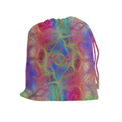 Boho Tie Dye Rainbow Drawstring Pouch (xl) by SpinnyChairDesigns