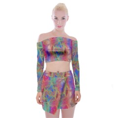 Boho Tie Dye Rainbow Off Shoulder Top With Mini Skirt Set by SpinnyChairDesigns