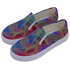 Boho Tie Dye Rainbow Kids  Canvas Slip Ons by SpinnyChairDesigns