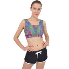 Boho Tie Dye Rainbow V-back Sports Bra by SpinnyChairDesigns