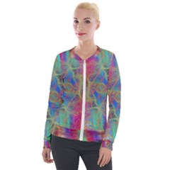 Boho Tie Dye Rainbow Velour Zip Up Jacket by SpinnyChairDesigns