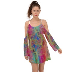 Boho Tie Dye Rainbow Kimono Sleeves Boho Dress by SpinnyChairDesigns