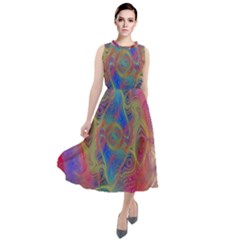Boho Tie Dye Rainbow Round Neck Boho Dress by SpinnyChairDesigns