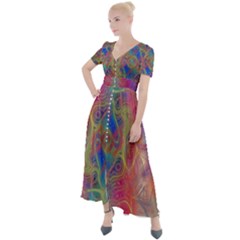 Boho Tie Dye Rainbow Button Up Short Sleeve Maxi Dress by SpinnyChairDesigns