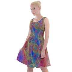 Boho Tie Dye Rainbow Knee Length Skater Dress by SpinnyChairDesigns
