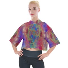 Boho Tie Dye Rainbow Mock Neck Tee by SpinnyChairDesigns