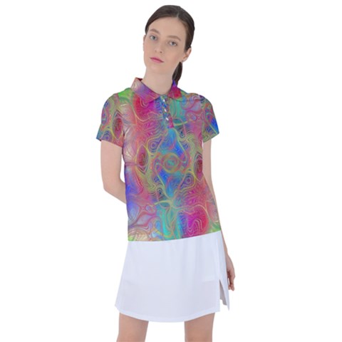 Boho Tie Dye Rainbow Women s Polo Tee by SpinnyChairDesigns