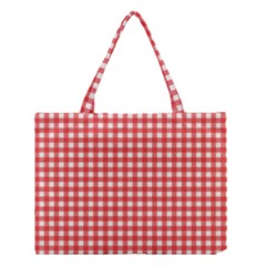 Red White Gingham Plaid Medium Tote Bag by SpinnyChairDesigns