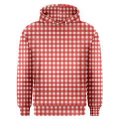 Red White Gingham Plaid Men s Overhead Hoodie by SpinnyChairDesigns