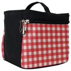 Red White Gingham Plaid Make Up Travel Bag (big) by SpinnyChairDesigns