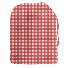 Red White Gingham Plaid Drawstring Pouch (3xl) by SpinnyChairDesigns