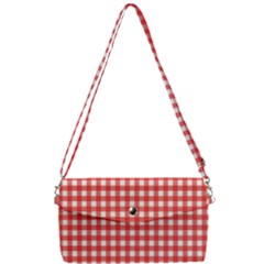 Red White Gingham Plaid Removable Strap Clutch Bag by SpinnyChairDesigns