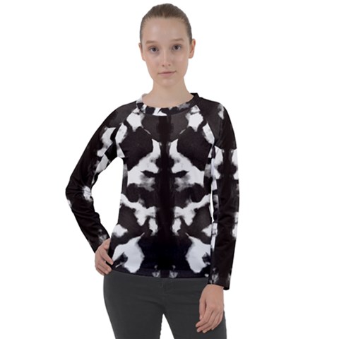 Rorschach Ink Blot Pattern Women s Long Sleeve Raglan Tee by SpinnyChairDesigns