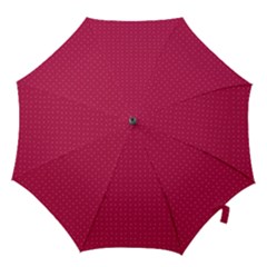 Rose Pink Color Polka Dots Hook Handle Umbrellas (large) by SpinnyChairDesigns