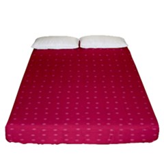 Rose Pink Color Polka Dots Fitted Sheet (queen Size) by SpinnyChairDesigns