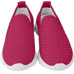 Rose Pink Color Polka Dots Kids  Slip On Sneakers by SpinnyChairDesigns