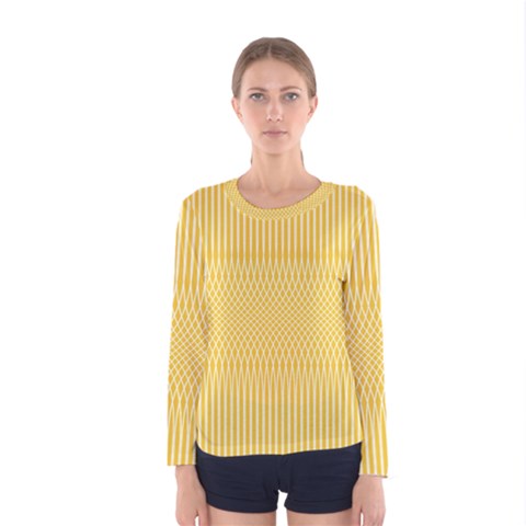 Saffron Yellow Color Stripes Women s Long Sleeve Tee by SpinnyChairDesigns