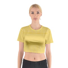 Saffron Yellow Color Stripes Cotton Crop Top by SpinnyChairDesigns