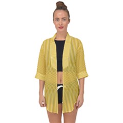 Saffron Yellow Color Stripes Open Front Chiffon Kimono by SpinnyChairDesigns