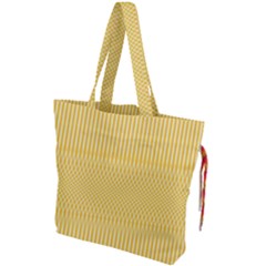 Saffron Yellow Color Stripes Drawstring Tote Bag by SpinnyChairDesigns