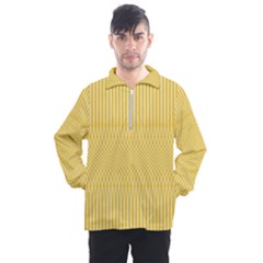 Saffron Yellow Color Stripes Men s Half Zip Pullover by SpinnyChairDesigns