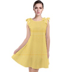 Saffron Yellow Color Stripes Tie Up Tunic Dress by SpinnyChairDesigns