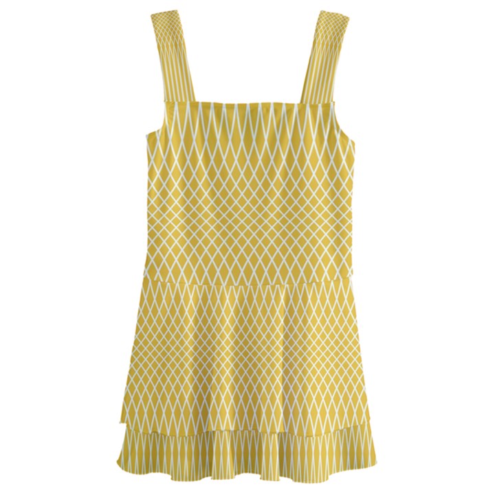 Saffron Yellow Color Stripes Kids  Layered Skirt Swimsuit