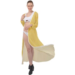 Saffron Yellow Color Stripes Maxi Chiffon Beach Wrap by SpinnyChairDesigns