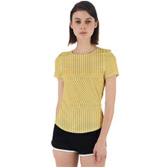 Saffron Yellow Color Stripes Back Cut Out Sport Tee by SpinnyChairDesigns