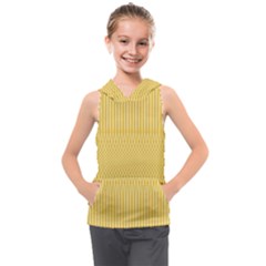 Saffron Yellow Color Stripes Kids  Sleeveless Hoodie by SpinnyChairDesigns
