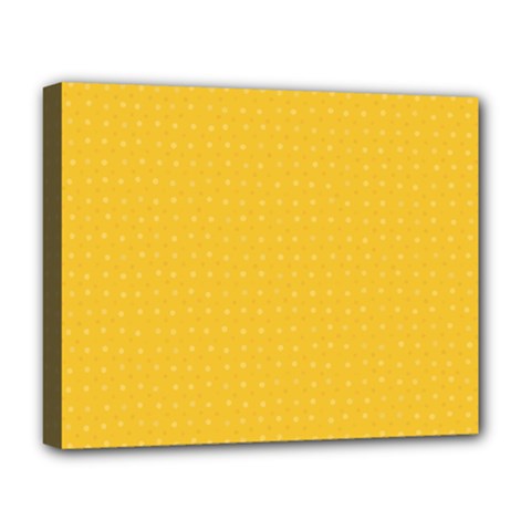 Saffron Yellow Color Polka Dots Deluxe Canvas 20  X 16  (stretched) by SpinnyChairDesigns