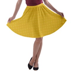 Saffron Yellow Color Polka Dots A-line Skater Skirt by SpinnyChairDesigns