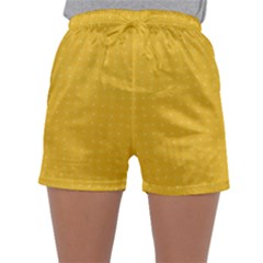 Saffron Yellow Color Polka Dots Sleepwear Shorts by SpinnyChairDesigns