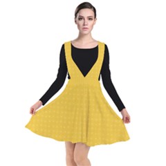 Saffron Yellow Color Polka Dots Plunge Pinafore Dress by SpinnyChairDesigns
