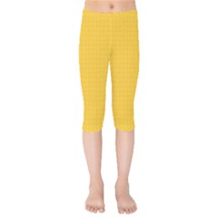 Saffron Yellow Color Polka Dots Kids  Capri Leggings  by SpinnyChairDesigns