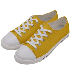 Saffron Yellow Color Polka Dots Women s Low Top Canvas Sneakers by SpinnyChairDesigns