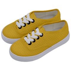 Saffron Yellow Color Polka Dots Kids  Classic Low Top Sneakers by SpinnyChairDesigns