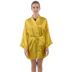 Saffron Yellow Color Polka Dots Long Sleeve Satin Kimono by SpinnyChairDesigns