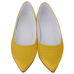 Saffron Yellow Color Polka Dots Women s Low Heels by SpinnyChairDesigns