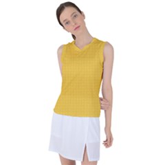 Saffron Yellow Color Polka Dots Women s Sleeveless Sports Top by SpinnyChairDesigns