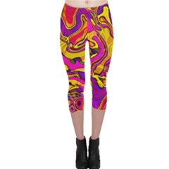 Colorful Boho Swirls Pattern Capri Leggings  by SpinnyChairDesigns