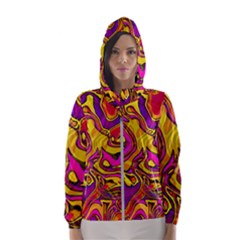 Colorful Boho Swirls Pattern Women s Hooded Windbreaker by SpinnyChairDesigns