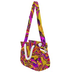 Colorful Boho Swirls Pattern Rope Handles Shoulder Strap Bag