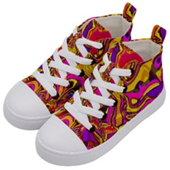 Colorful Boho Swirls Pattern Kids  Mid-top Canvas Sneakers by SpinnyChairDesigns