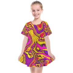 Colorful Boho Swirls Pattern Kids  Smock Dress by SpinnyChairDesigns
