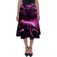 Black Magenta Abstract Art Perfect Length Midi Skirt by SpinnyChairDesigns