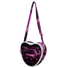 Black Magenta Abstract Art Heart Shoulder Bag by SpinnyChairDesigns