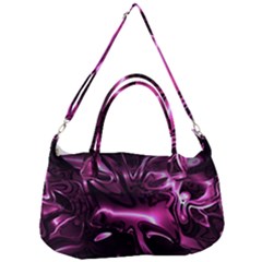 Black Magenta Abstract Art Removal Strap Handbag by SpinnyChairDesigns