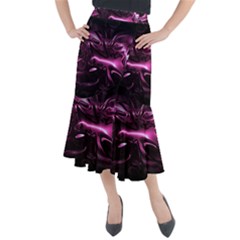 Black Magenta Abstract Art Midi Mermaid Skirt by SpinnyChairDesigns